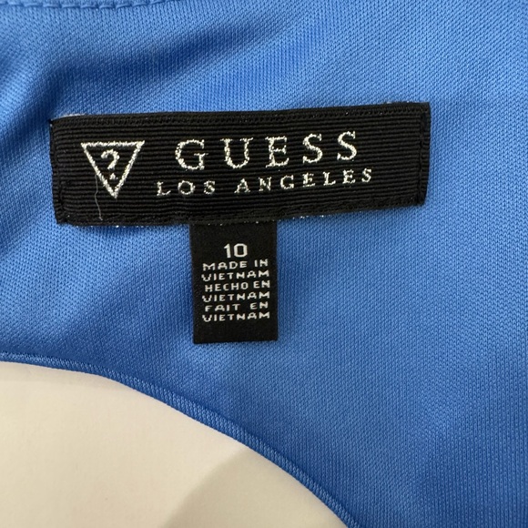 GUESS Womens Blue Floral Sleeveless V Neck Short Body Con Party Dress Size: 10 - Picture 7 of 13